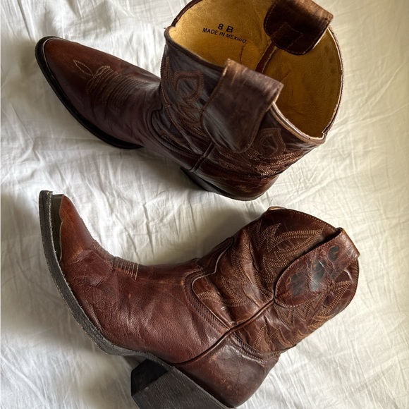 Brown Leather Cowboy Boots - Picture 1 of 4